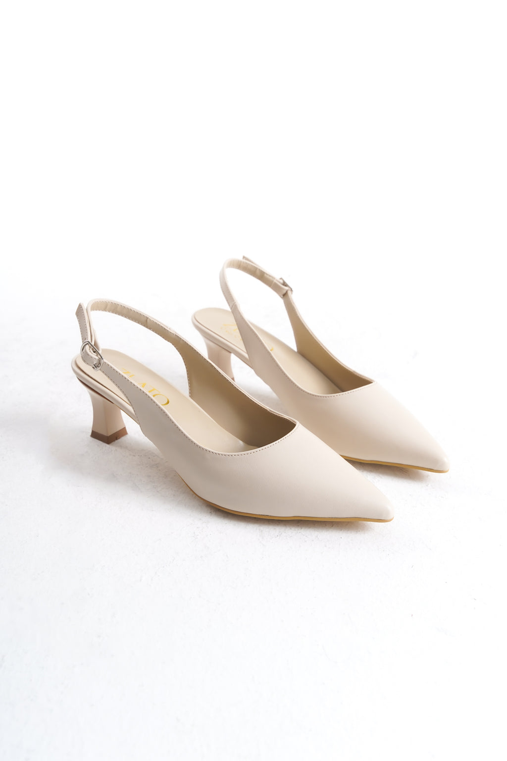 Arkası Açık Kısa Topuklu Stiletto - Bej