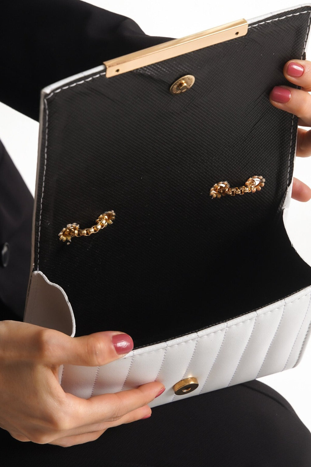 Zlato Kadın Beyaz Gold Detaylı Zincirli Çanta