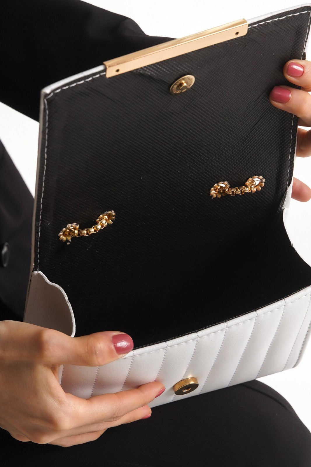 Zlato Kadın Beyaz Gold Detaylı Zincirli Çanta