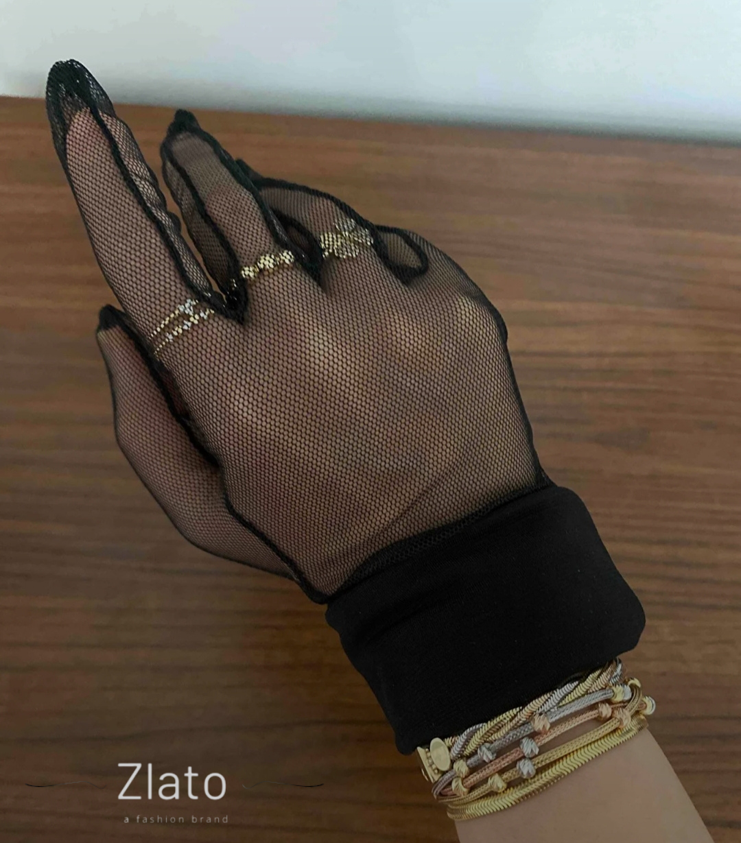 Zlato Beyaz Manşet Detaylı Gelin Tül Şık ve Zarif Eldiven