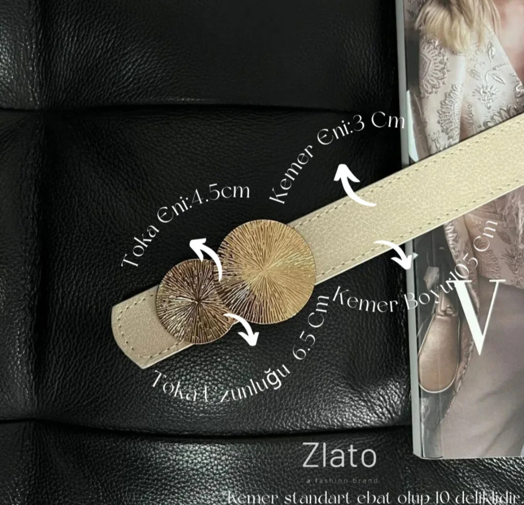 Zlato Kadın Bej Gold Toka Detaylı Şık ve Zarif Kemer