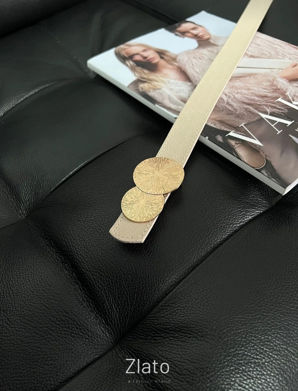 Zlato Kadın Bej Gold Toka Detaylı Şık ve Zarif Kemer