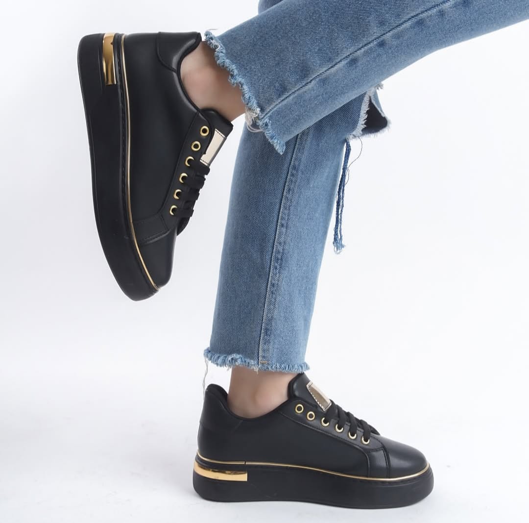 Kadın Gold Detaylı Spor Sneaker Rahat Ayakkabı